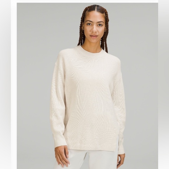 Lululemon Merino Wool Sweater Sz 4 Cream Excellent Condition Oversized Boyfriend - Picture 1 of 7